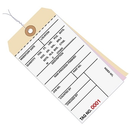 Bsc Preferred 6 1/4 x 3 1/8'' - 9500-9999 Inventory Tags 3 Part Carbonless #8 - Pre-Wired, 500PK BUY00021450